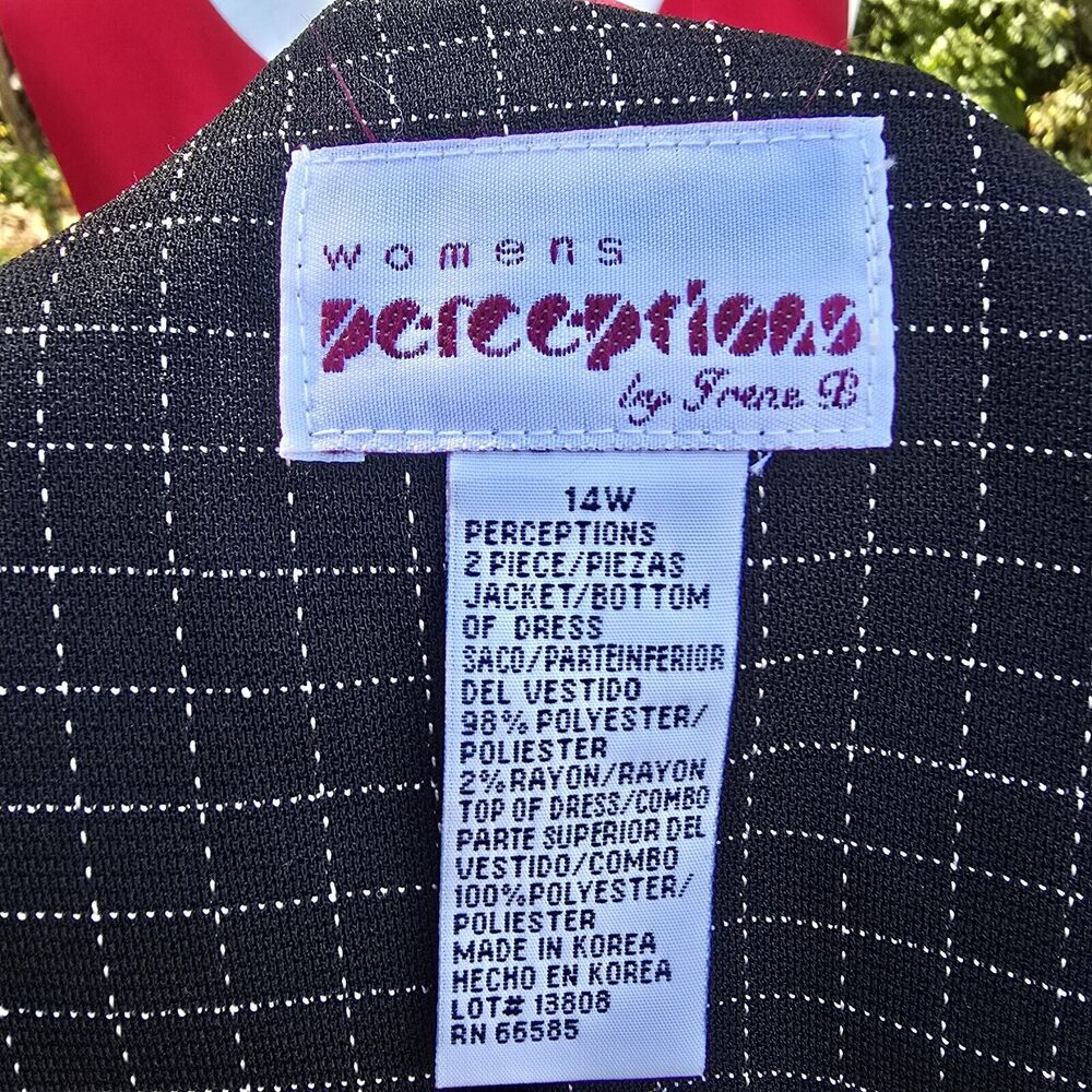 80s Wmns Perceptions Red Black Check Vtg Midi Dress Blazer Suit Set Outfit‎ 14W - Picture 6 of 10